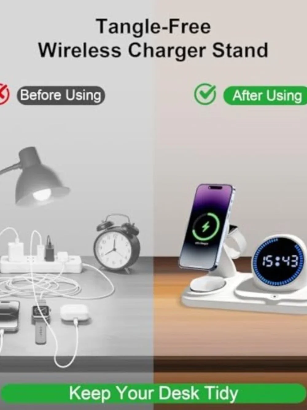 6 in 1 Wireless Charging Station with Bluetooth Speaker Fuction, Charging Stand